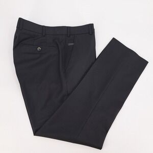 Meyer Bonn Dress Pants Mens 36x30 Wool Blend Black Solid Modern Comfort Trousers